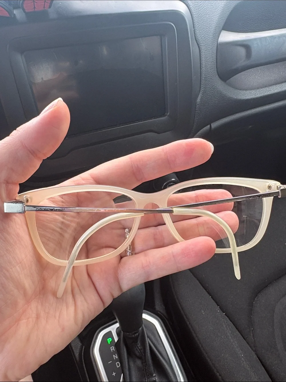 Emporio Armani Cream Cat-Eye Glasses with prescription